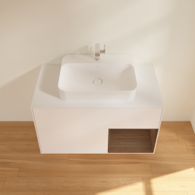 Тумба под раковину Villeroy & Boch Finion 100х50,1 см с подсветкой МДФ белый матовый лак/стекло белое матовое F371GNMT