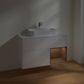 Тумба под раковину Villeroy & Boch Finion 100х50,1 см с подсветкой МДФ белый матовый лак/стекло белое матовое F371GNMT