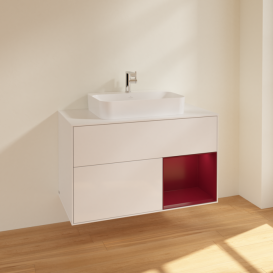 Тумба под раковину Villeroy & Boch Finion 100х50,1 см с подсветкой МДФ глянцевый белый лак/стекло белое матовое F371HBGF