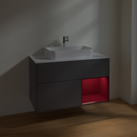 Тумба под раковину Villeroy & Boch Finion 100х50,1 см с подсветкой МДФ антрацит матовый лак/стекло белое матовое F371HBGK