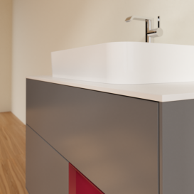 Тумба под раковину Villeroy & Boch Finion 100х50,1 см с подсветкой МДФ антрацит матовый лак/стекло белое матовое F371HBGK