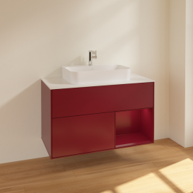 Тумба под раковину Villeroy & Boch Finion 100х50,1 см с подсветкой МДФ пион матовый лак/стекло белое матовое F371HBHB