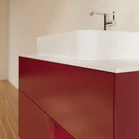 Тумба под раковину Villeroy & Boch Finion 100х50,1 см с подсветкой МДФ пион матовый лак/стекло белое матовое F371HBHB