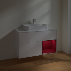 Тумба под раковину Villeroy & Boch Finion 100х50,1 см с подсветкой МДФ белый матовый лак/стекло белое матовое F371HBMT