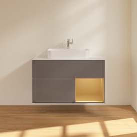 Тумба под раковину Villeroy & Boch Finion 100х50,1 см с подсветкой МДФ антрацит матовый лак/стекло белое матовое F371HFGK