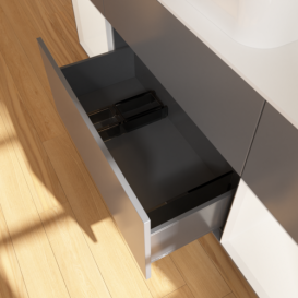 Тумба под раковину Villeroy & Boch Finion 160х50,1 см с подсветкой МДФ антрацит матовый лак/стекло белое матовое F741MTGK