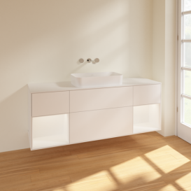 Тумба под раковину Villeroy & Boch Finion 160х50,1 см с подсветкой МДФ белый матовый лак/стекло белое матовое F741MTMT