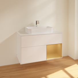 Тумба под раковину Villeroy & Boch Finion 100х50,1 см с подсветкой МДФ белый матовый лак/стекло белое матовое F371HFMT