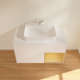 Тумба под раковину Villeroy & Boch Finion 100х50,1 см с подсветкой МДФ белый матовый лак/стекло белое матовое F371HFMT