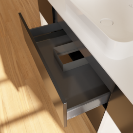 Тумба под раковину Villeroy & Boch Finion 160х50,1 см с подсветкой МДФ черный матовый лак/стекло белое матовое F741MTPD