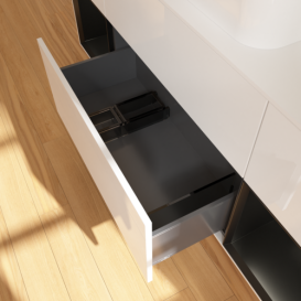 Тумба под раковину Villeroy & Boch Finion 160х50,1 см с подсветкой МДФ глянцевый белый лак/стекло белое матовое F741PDGF