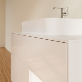 Тумба под раковину Villeroy & Boch Finion 100х50,1 см с подсветкой МДФ глянцевый белый лак/стекло белое матовое F371MTGF