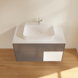 Тумба под раковину Villeroy & Boch Finion 100х50,1 см с подсветкой МДФ антрацит матовый лак/стекло белое матовое F371MTGK