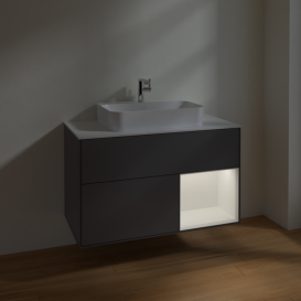 Тумба под раковину Villeroy & Boch Finion 100х50,1 см с подсветкой МДФ антрацит матовый лак/стекло белое матовое F371MTGK
