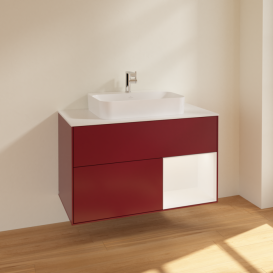 Тумба под раковину Villeroy & Boch Finion 100х50,1 см с подсветкой МДФ пион матовый лак/стекло белое матовое F371MTHB