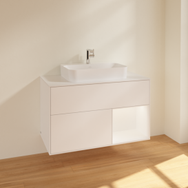 Тумба под раковину Villeroy & Boch Finion 100х50,1 см с подсветкой МДФ белый матовый лак/стекло белое матовое F371MTMT