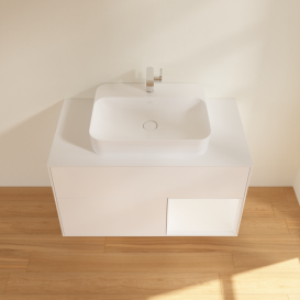 Тумба под раковину Villeroy & Boch Finion 100х50,1 см с подсветкой МДФ белый матовый лак/стекло белое матовое F371MTMT