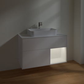 Тумба под раковину Villeroy & Boch Finion 100х50,1 см с подсветкой МДФ белый матовый лак/стекло белое матовое F371MTMT