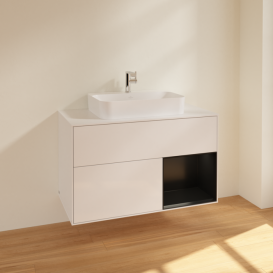 Тумба под раковину Villeroy & Boch Finion 100х50,1 см с подсветкой МДФ глянцевый белый лак/стекло белое матовое F371PDGF