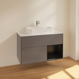 Тумба под раковину Villeroy & Boch Finion 100х50,1 см с подсветкой МДФ антрацит матовый лак/стекло белое матовое F371PDGK