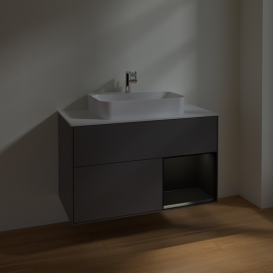 Тумба под раковину Villeroy & Boch Finion 100х50,1 см с подсветкой МДФ антрацит матовый лак/стекло белое матовое F371PDGK