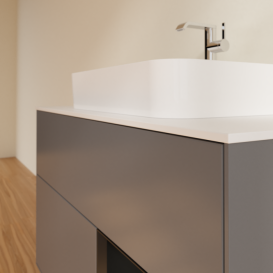 Тумба под раковину Villeroy & Boch Finion 100х50,1 см с подсветкой МДФ антрацит матовый лак/стекло белое матовое F371PDGK