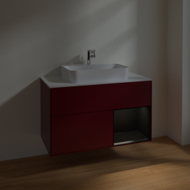 Тумба под раковину Villeroy & Boch Finion 100х50,1 см с подсветкой МДФ пион матовый лак/стекло белое матовое F371PDHB