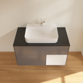 Тумба под раковину Villeroy & Boch Finion 100х50,1 см с подсветкой МДФ антрацит матовый лак/стекло черное матовое F372GFGK