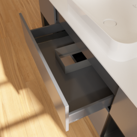 Тумба под раковину Villeroy & Boch Finion 160х50,1 см с подсветкой МДФ антрацит матовый лак/стекло белое матовое F741PDGK