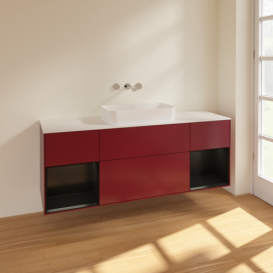 Тумба под раковину Villeroy & Boch Finion 160х50,1 см с подсветкой МДФ пион матовый лак/стекло белое матовое F741PDHB