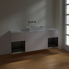 Тумба под раковину Villeroy & Boch Finion 160х50,1 см с подсветкой МДФ белый матовый лак/стекло белое матовое F741PDMT