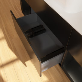 Тумба под раковину Villeroy & Boch Finion 160х50,1 см с подсветкой МДФ черный матовый лак/стекло белое матовое F741PDPD