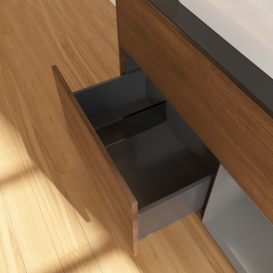 Тумба под раковину Villeroy & Boch Finion 100х50,1 см с подсветкой МДФ шпон грецкого ореха/стекло черное матовое F372GKGN