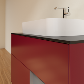 Тумба под раковину Villeroy & Boch Finion 100х50,1 см с подсветкой МДФ пион матовый лак/стекло черное матовое F372GKHB