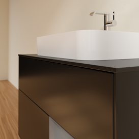 Тумба под раковину Villeroy & Boch Finion 100х50,1 см с подсветкой МДФ черный матовый лак/стекло черное матовое F372GKPD