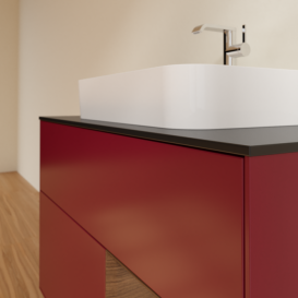 Тумба под раковину Villeroy & Boch Finion 100х50,1 см с подсветкой МДФ пион матовый лак/стекло черное матовое F372GNHB