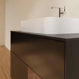 Тумба под раковину Villeroy & Boch Finion 100х50,1 см с подсветкой МДФ черный матовый лак/стекло черное матовое F372GNPD