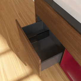 Тумба под раковину Villeroy & Boch Finion 100х50,1 см с подсветкой МДФ шпон грецкого ореха/стекло черное матовое F372HBGN