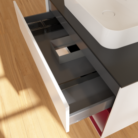 Тумба под раковину Villeroy & Boch Finion 100х50,1 см с подсветкой МДФ белый матовый лак/стекло черное матовое F372HBMT