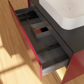 Тумба под раковину Villeroy & Boch Finion 100х50,1 см с подсветкой МДФ пион матовый лак/стекло черное матовое F372HFHB