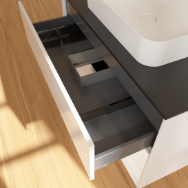 Тумба под раковину Villeroy & Boch Finion 100х50,1 см с подсветкой МДФ глянцевый белый лак/стекло черное матовое F372MTGF