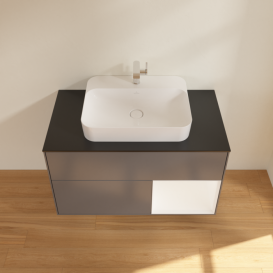 Тумба под раковину Villeroy & Boch Finion 100х50,1 см с подсветкой МДФ антрацит матовый лак/стекло черное матовое F372MTGK