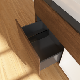 Тумба под раковину Villeroy & Boch Finion 100х50,1 см с подсветкой МДФ шпон грецкого ореха/стекло черное матовое F372MTGN