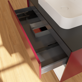 Тумба под раковину Villeroy & Boch Finion 100х50,1 см с подсветкой МДФ пион матовый лак/стекло черное матовое F372MTHB