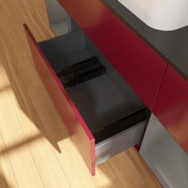 Тумба под раковину Villeroy & Boch Finion 160х50,1 см с подсветкой МДФ пион матовый лак/стекло черное матовое F742GKHB