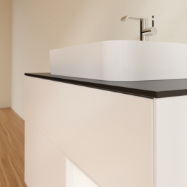 Тумба под раковину Villeroy & Boch Finion 100х50,1 см с подсветкой МДФ белый матовый лак/стекло черное матовое F372MTMT