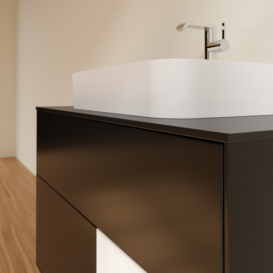 Тумба под раковину Villeroy & Boch Finion 100х50,1 см с подсветкой МДФ черный матовый лак/стекло черное матовое F372MTPD
