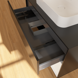 Тумба под раковину Villeroy & Boch Finion 100х50,1 см с подсветкой МДФ черный матовый лак/стекло черное матовое F372MTPD