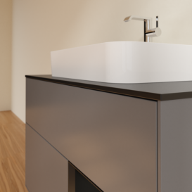 Тумба под раковину Villeroy & Boch Finion 100х50,1 см с подсветкой МДФ антрацит матовый лак/стекло черное матовое F372PDGK