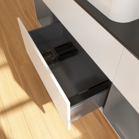 Тумба под раковину Villeroy & Boch Finion 160х50,1 см с подсветкой МДФ белый матовый лак/стекло черное матовое F742GKMT